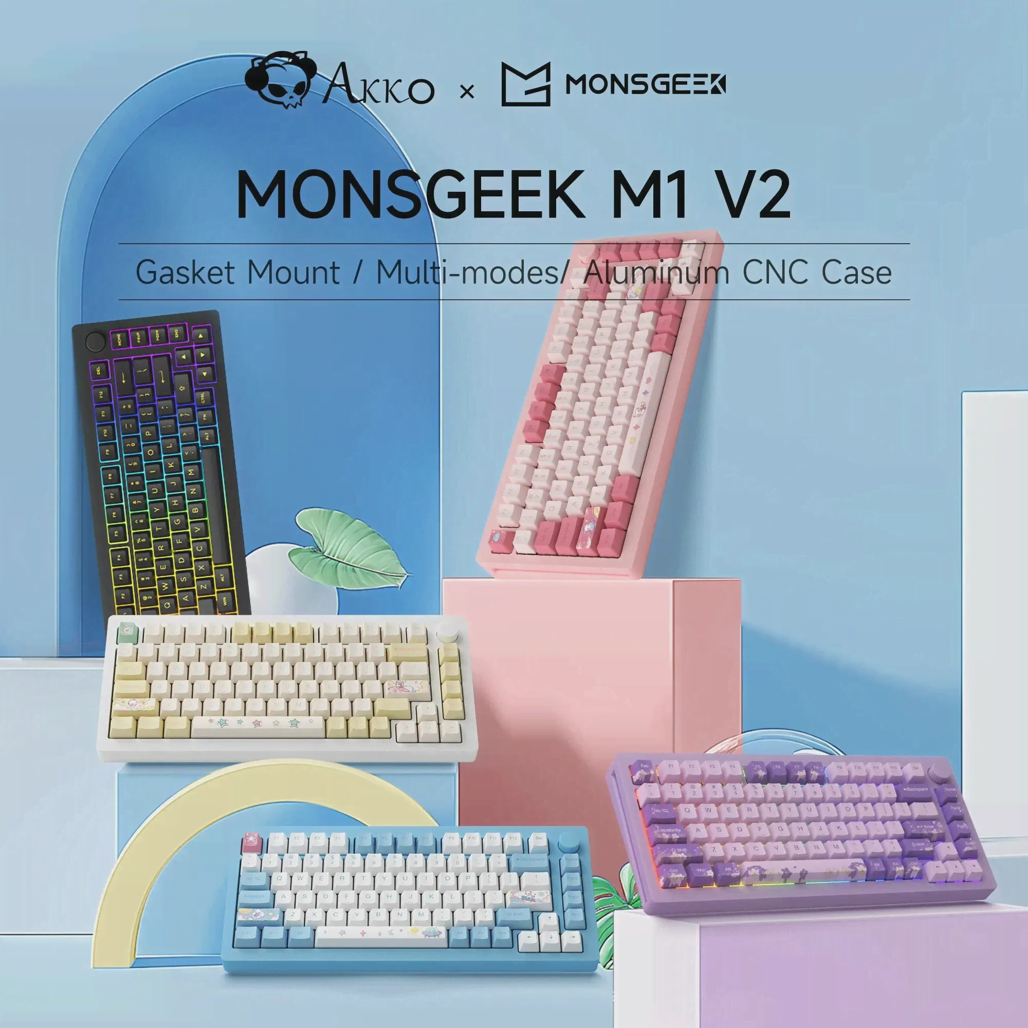 Клавиатура Akko Monsgeek M1W V2, 75% RGB, многорежимная механическая клавиатура с горячей заменой, алюминиевая, с ЧПУ, металлическая, с южносторонней прокладкой (art.: 3920c54bc3a15)-1